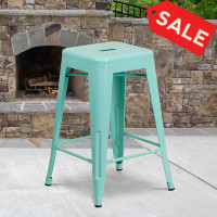 Flash Furniture ET-BT3503-24-MINT-GG 24''H Backless Green Indoor-Outdoor Counter Height Stool in Mint